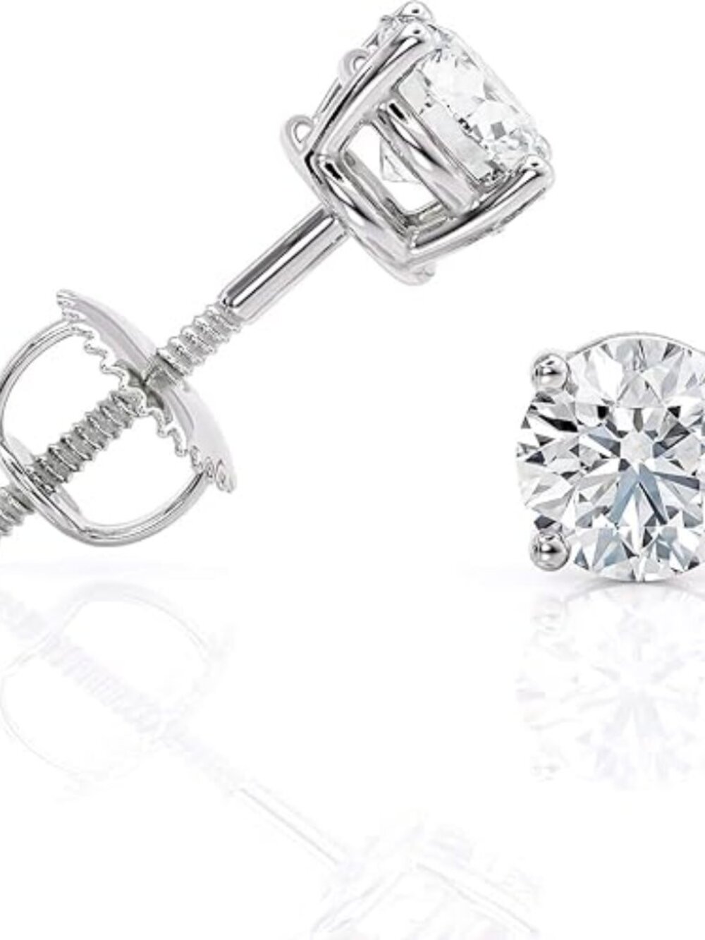 Diamond Stud earrings, WG, Natural Diamonds.. 1 carat total weigh